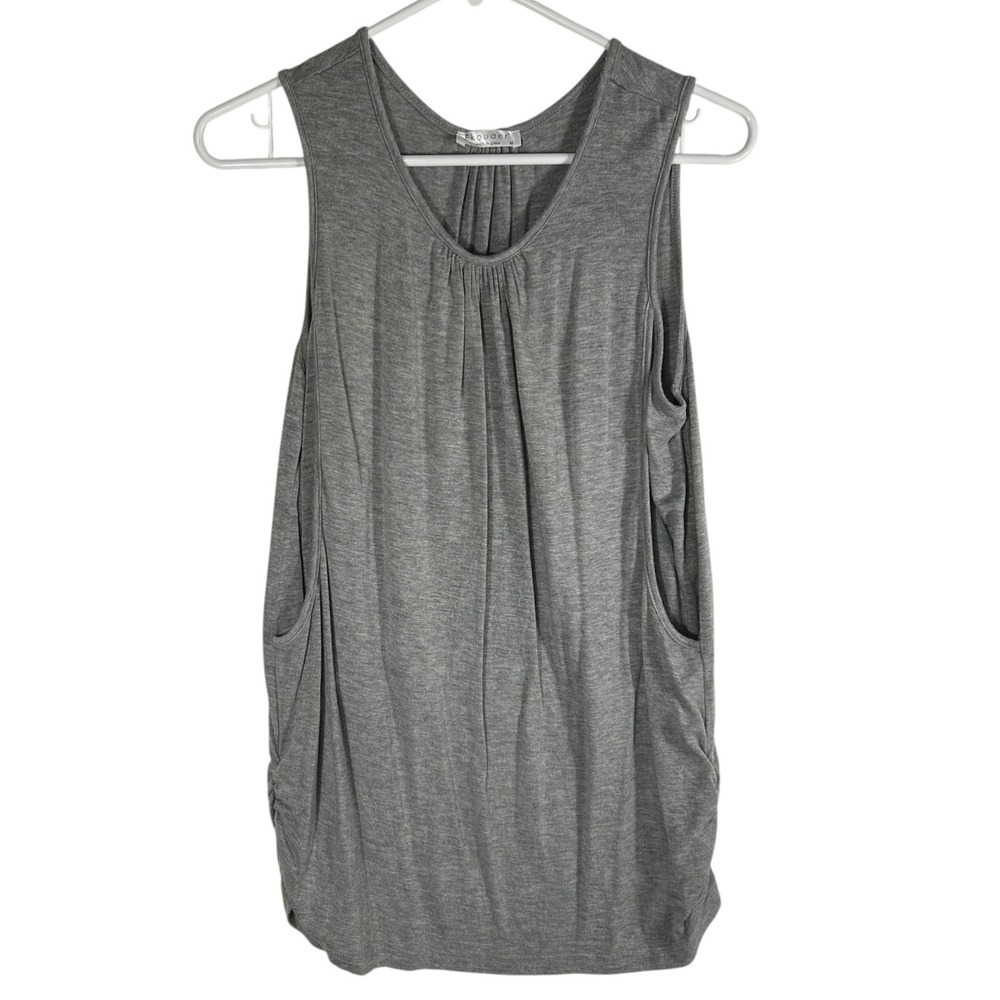 Ekouaer Womens Gray Maternity Nursing Tank Top Pleated Side Ruched Sleeveless M